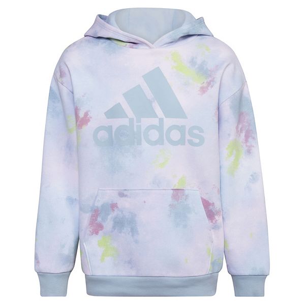 Girls 4 6x adidas Watercolor Tie Dye Logo Graphic Hoodie