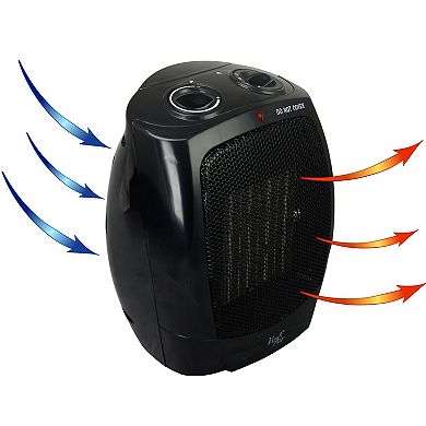 Vie Air 1500W Portable 2-Settings Office Black Ceramic Heater with Adjustable Thermostat