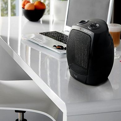Vie Air 1500W Portable 2-Settings Office Black Ceramic Heater with Adjustable Thermostat