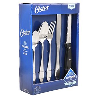 Oster Cocina Silvermist 20 pc Stainless Steel Flatware Set with Steak Knives