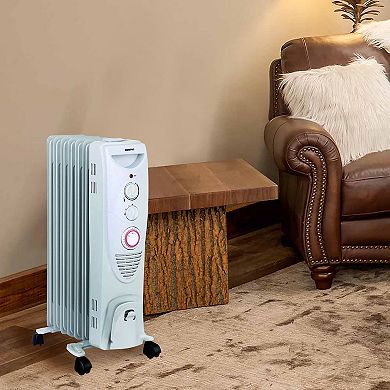Optimus Portable 7 Fins Oil Filled Radiator Heater with Timer