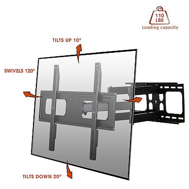 MegaMounts Full Motion Double Articulating Wall Mount for 32 to 70 Inch Screens