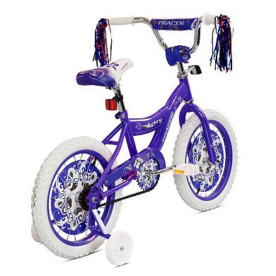 TRACER Avery 16 Inch Hi-Ten Steel Framed Kids Bicycle w/ Training Wheels, Purple