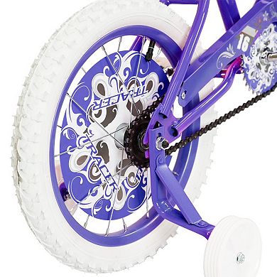 TRACER Avery 16 Inch Hi-Ten Steel Framed Kids Bicycle w/ Training Wheels, Purple