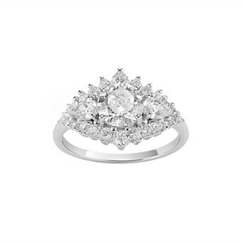 PRIMROSE Sterling Silver Cubic Zirconia Art Deco Ring