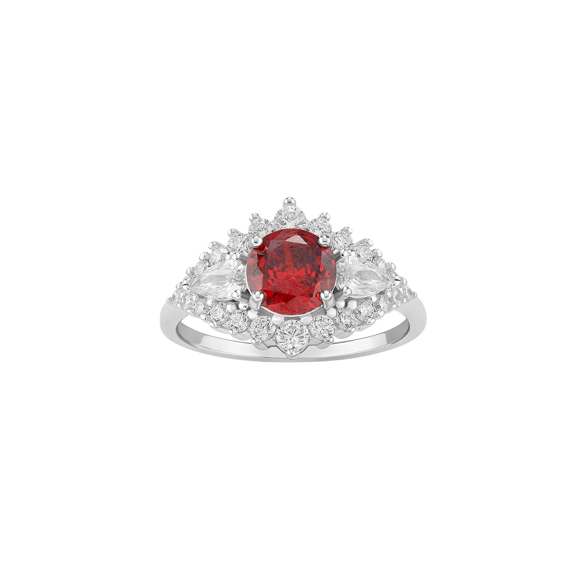 PRIMROSE Sterling Silver Cubic Zirconia Art Deco Ring, Womens, Size: 9, St
