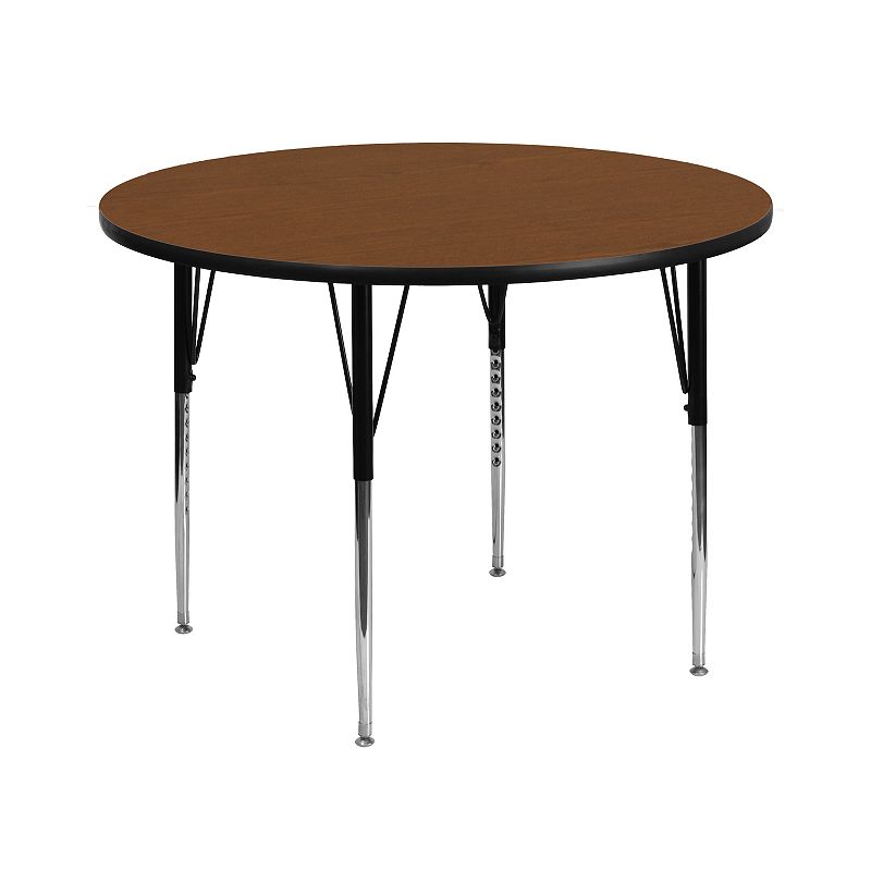 Flash Furniture Round Oak Adjustable Activity Table, Brown