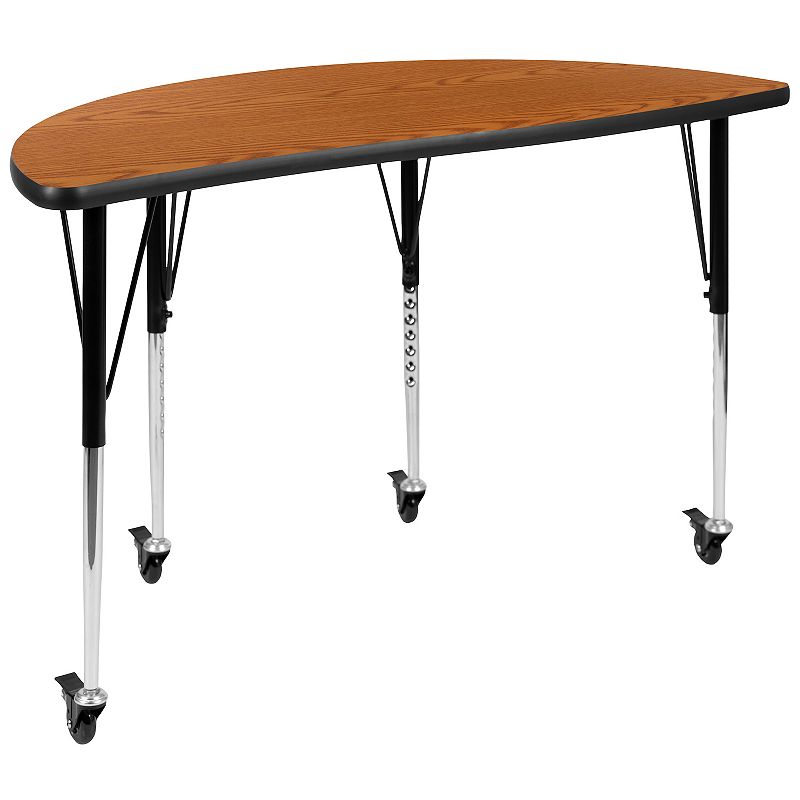 Flash Furniture Wren Half Circle Adjustable Activity Table, Brown
