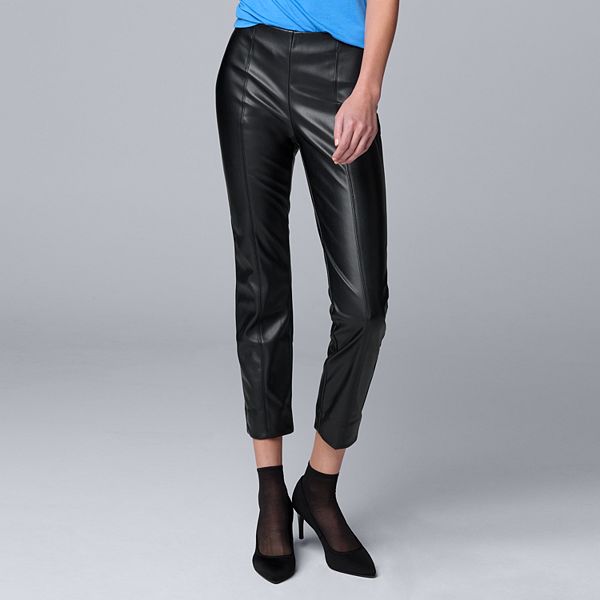 Simply Vera Vera Wang High Rise Faux Leather Shaping Leggings - M