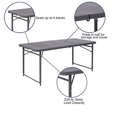 Flash Furniture Mills 4-Foot Adjustable Bi-Fold Folding Table 