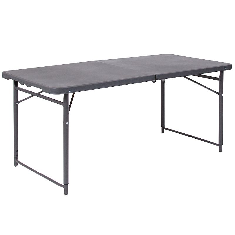 Flash Furniture Mills 4-Foot Adjustable Bi-Fold Folding Table, Grey