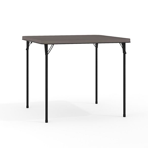 Flash Furniture Dunham 2.83-Foot Square Bi-Fold Dark Gray Plastic Folding Table with Carrying Handle