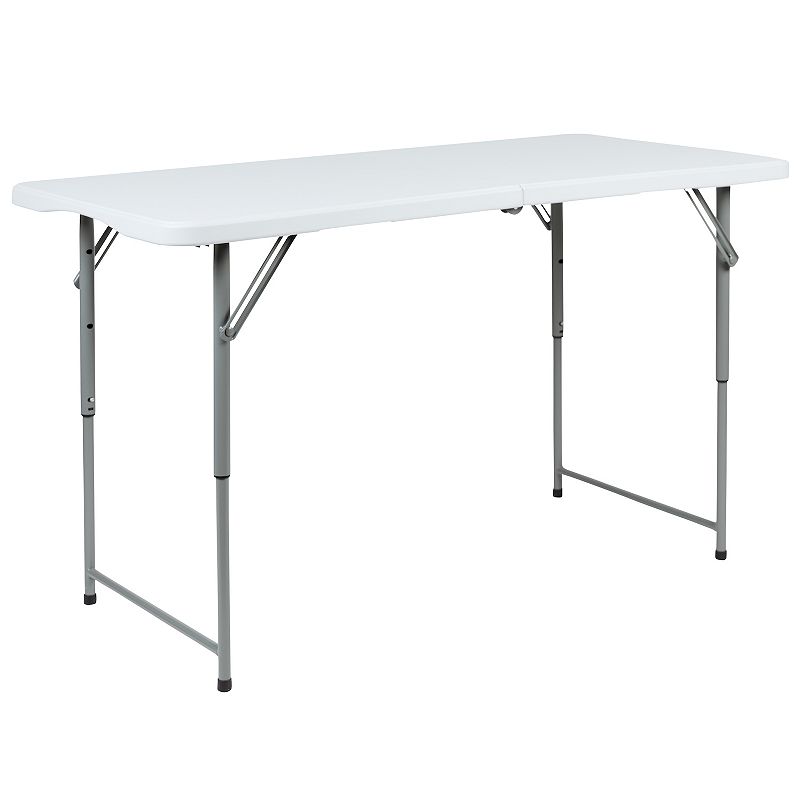 Flash Furniture Kathryn Adjustable Bi-Fold Rectangle Folding Table, White
