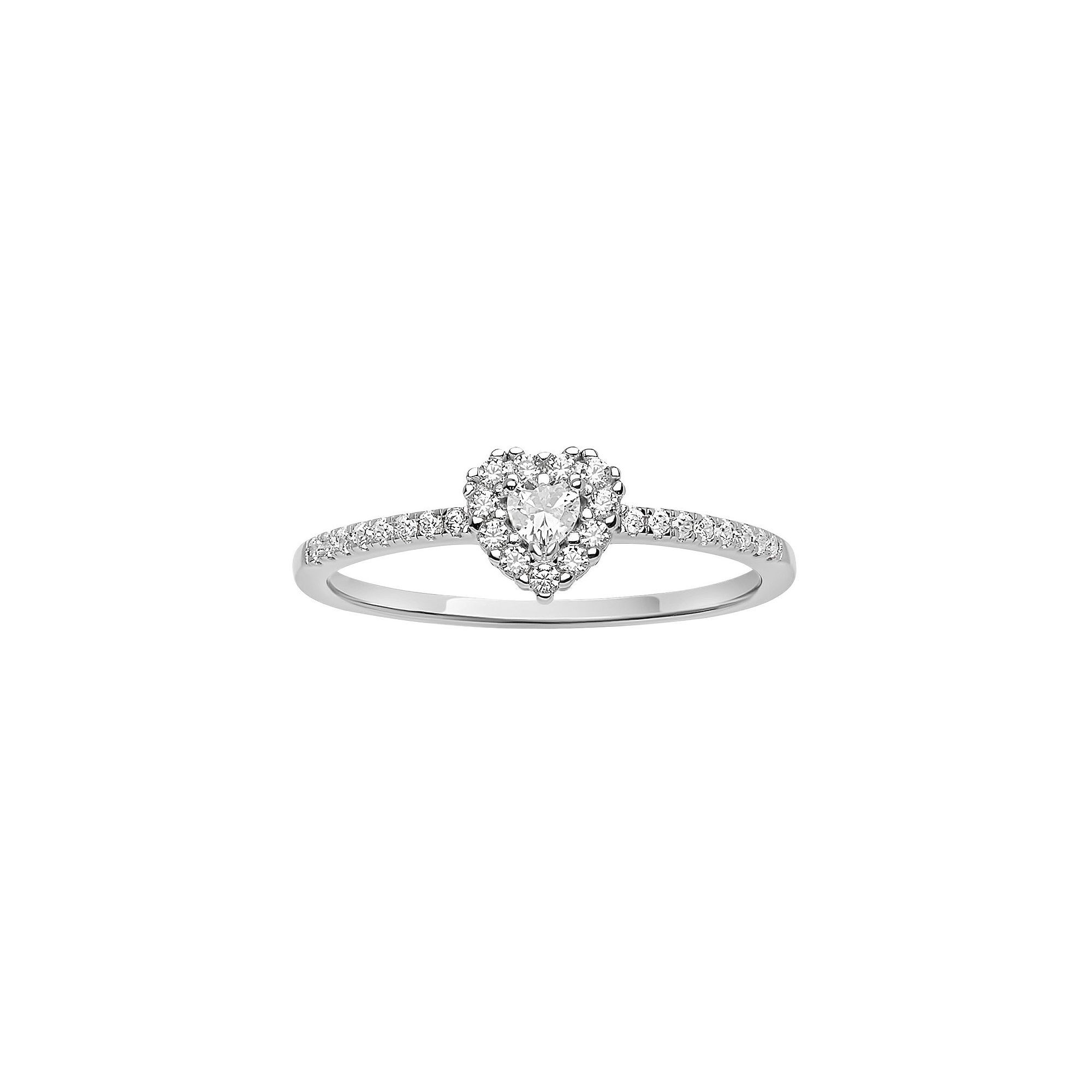 PRIMROSE Sterling Silver Cubic Zirconia Heart-Shaped Ring, Womens, Size: 9