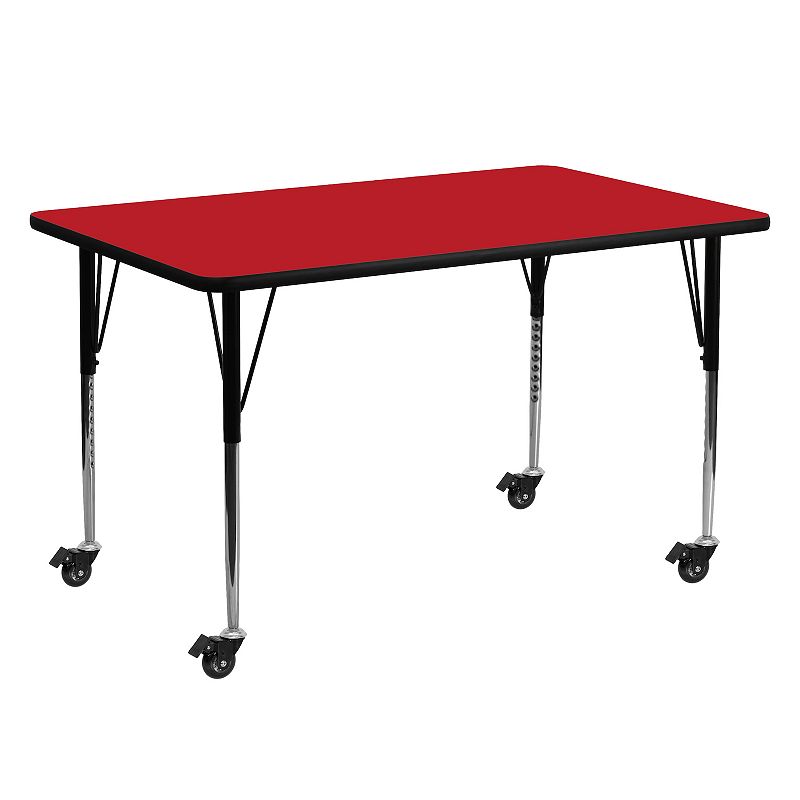 Flash Furniture Wren Mobile Rectangular Adjustable Activity Table, Red