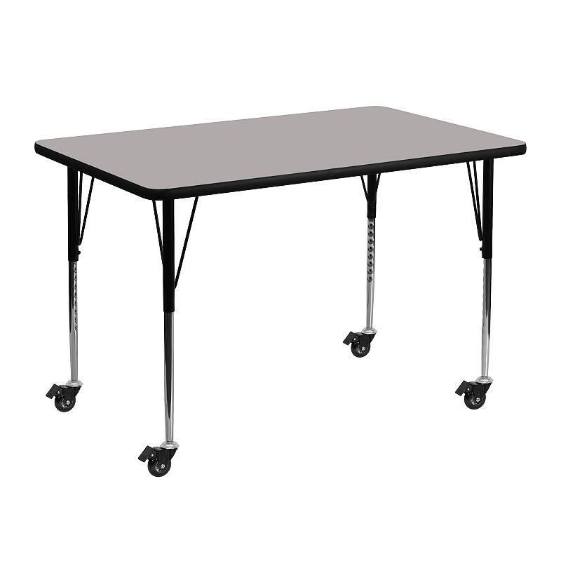 Flash Furniture Wren Mobile Rectangular Adjustable Activity Table, Grey