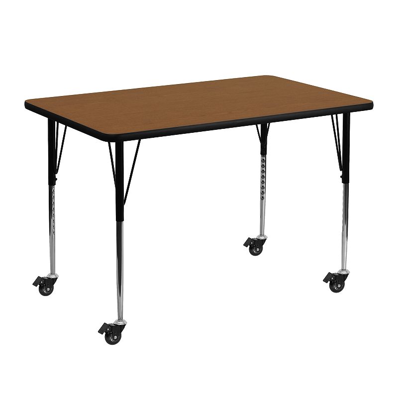 Flash Furniture Wren Mobile Rectangular Adjustable Activity Table, Brown