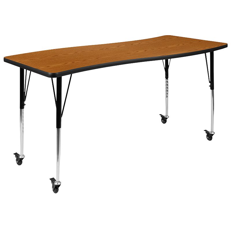 Flash Furniture Wren Mobile Rectangle Wave Adjustable Activity Table, Brown