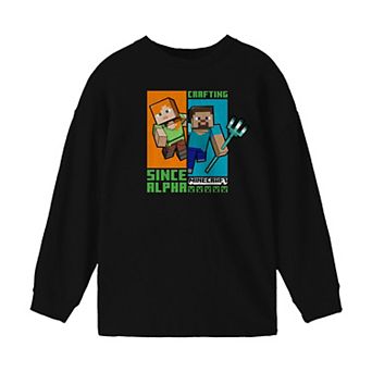 Boys 8-20 Minecraft Crafting Since Alpha Long-Sleeve Tee