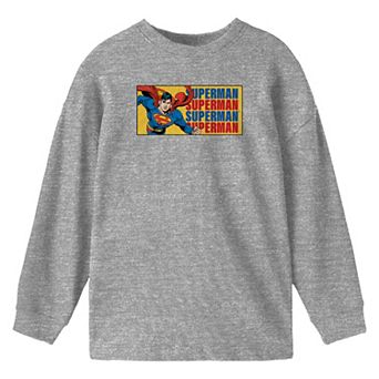 Boys 8-20 Superman Text Repeated Long-Sleeve Tee