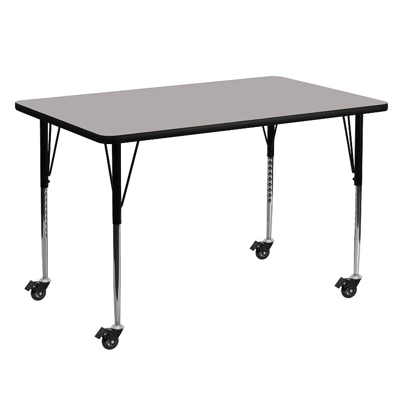Flash Furniture Wren Mobile Rectangular Adjustable Activity Table, Grey