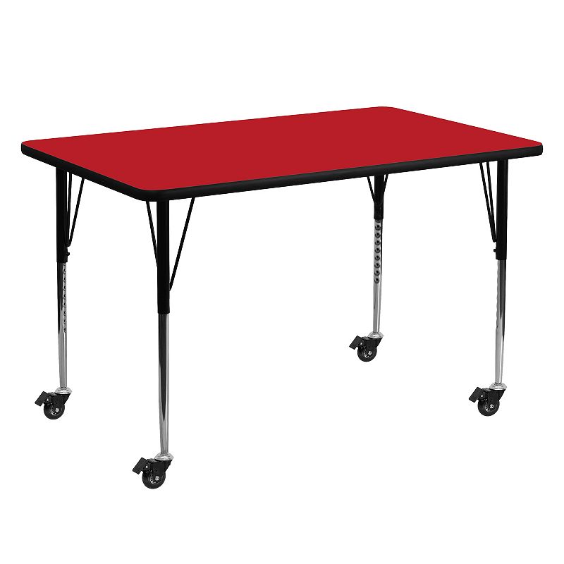 Flash Furniture Wren Mobile Rectangular Adjustable Activity Table, Red