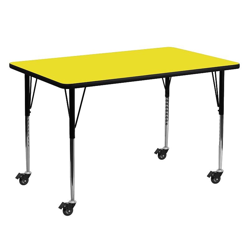 Flash Furniture Wren Mobile Rectangular Adjustable Activity Table, Yellow