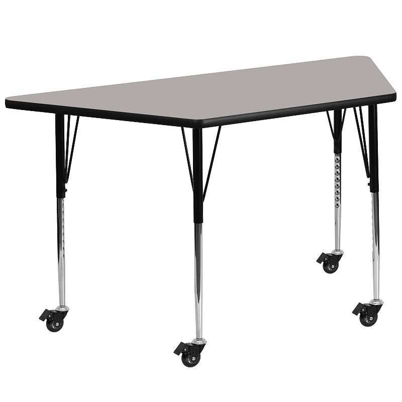 Flash Furniture Wren Mobile Trapezoid Adjustable Activity Table, Grey
