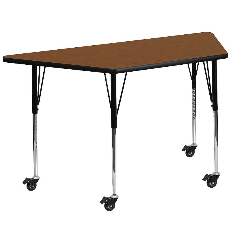Flash Furniture Wren Mobile Trapezoid Adjustable Activity Table, Brown