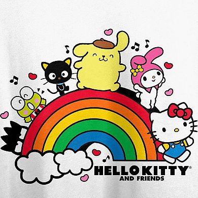 Juniors' Hello Kitty Rainbow Crop Graphic Tee
