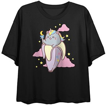 Juniors' Unicorn Bananya Crop Graphic Tee
