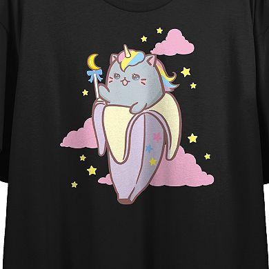 Juniors' Unicorn Bananya Crop Graphic Tee