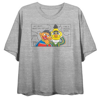 Juniors' Sesame Street Bert & Ernie Crop Graphic Tee