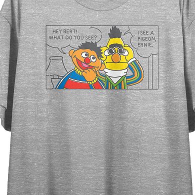 Juniors' Sesame Street Bert & Ernie Crop Graphic Tee