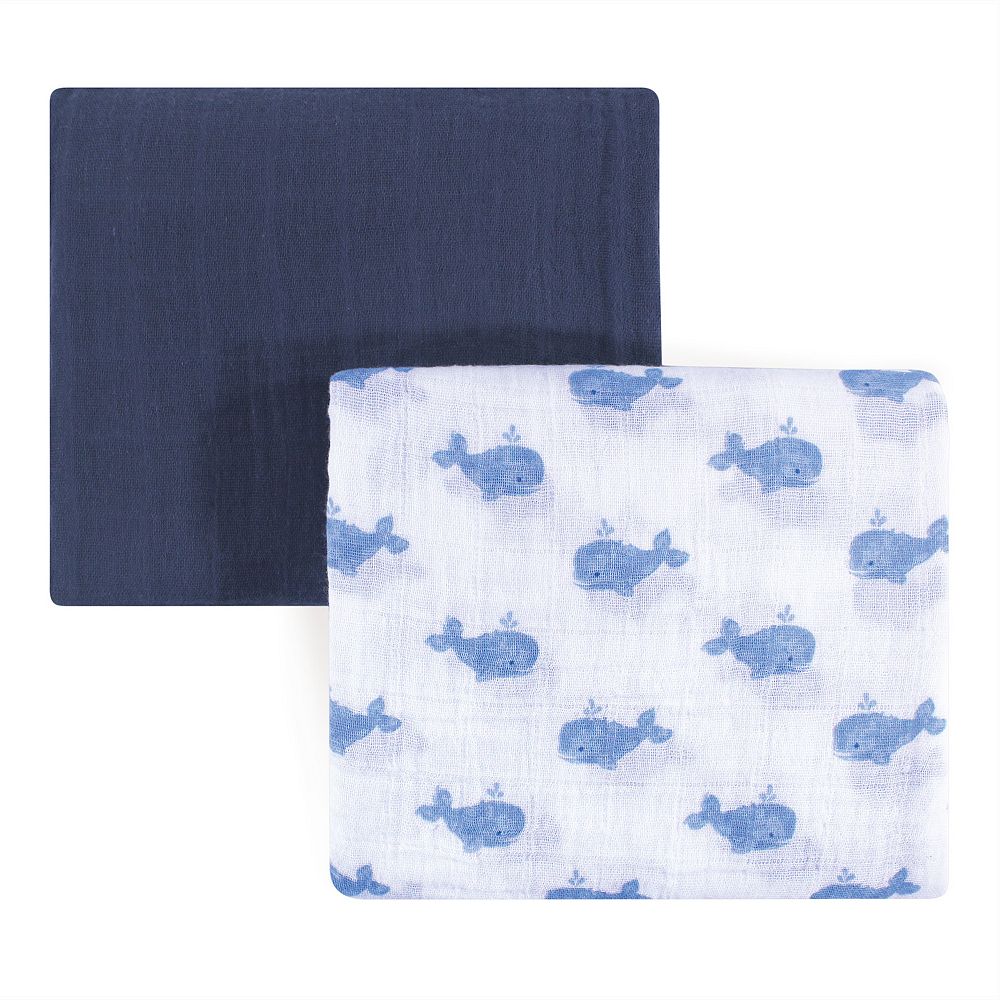 Cozy Voyage Muslin Swaddle – Beige Whale & Nautical Print Baby Blanket & Wrapping Shawl (30″×32″) main image 0