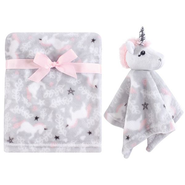 Hudson Baby Infant Girl Plush Blanket with Security Blanket, Whimsical