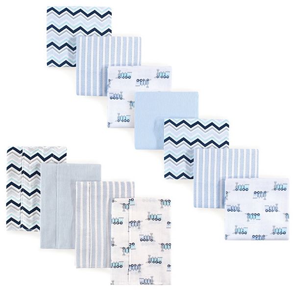 Infant Boy Cotton Flannel Burp Cloths And Receiving Blankets, 11piece