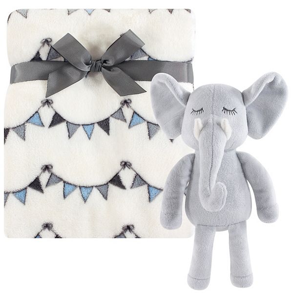 Hudson Baby Infant Plush Blanket with Toy Modern Elephant One Size