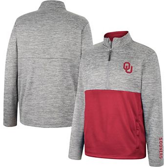 Men's Colosseum Heather Gray Oklahoma Sooners John Half-Zip Jacket