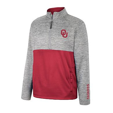 Men's Colosseum Heather Gray Oklahoma Sooners John Half-Zip Jacket