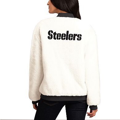 Women's G-III 4Her by Carl Banks Oatmeal/Black Pittsburgh Steelers Switchback Reversible Full-Zip Jacket