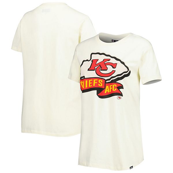 Women's New Era Cream Kansas City Chiefs Split T-Shirt