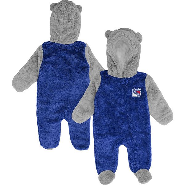 Newborn & Infant Royal/Gray New York Giants Game Nap Teddy Fleece Bunting  Full-Zip Sleeper