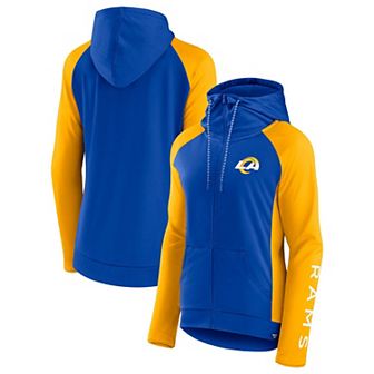 Women's Fanatics Branded Royal/Gold Los Angeles Rams End Around Lightweight Raglan Full-Zip Hoodie Jacket