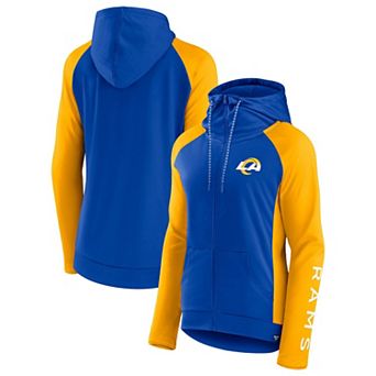 Women's Fanatics Branded Royal/Gold Los Angeles Rams End Around Lightweight Raglan Full-Zip Hoodie Jacket