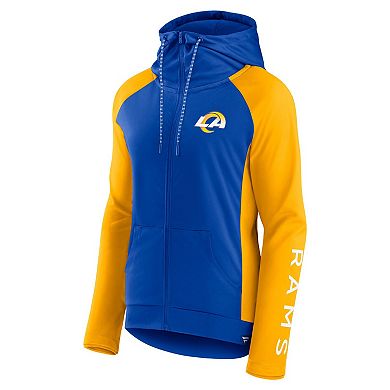 Women's Fanatics Branded Royal/Gold Los Angeles Rams End Around Lightweight Raglan Full-Zip Hoodie Jacket