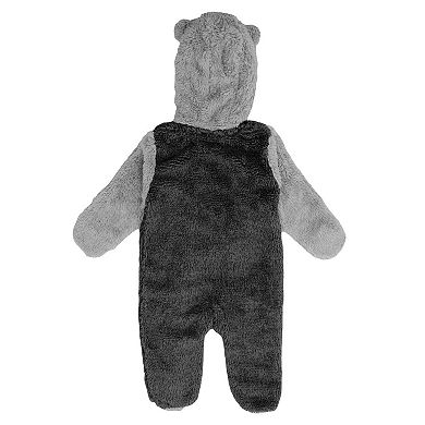 Newborn Black Pittsburgh Penguins Game Nap Teddy Fleece Bunting Full-Zip Sleeper