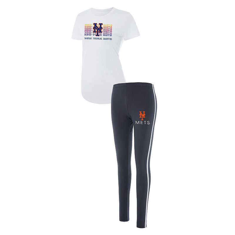 Womens Concepts Sport Charcoal/White New York Mets Sonata T-Shirt & Leggin