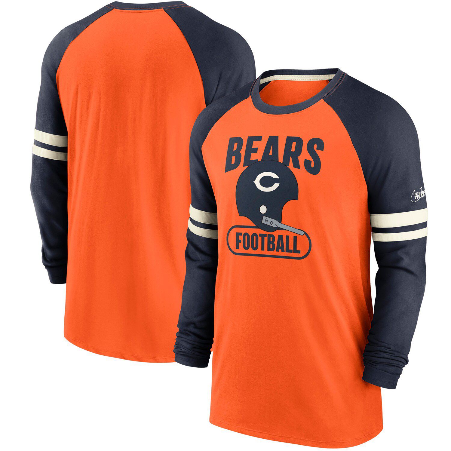 Women's Nike White/Heather Navy Chicago Bears Back Cutout Raglan T-Shirt Size: Extra Small