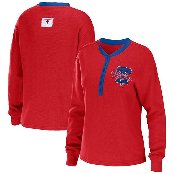 Women's Philadelphia Phillies Touch Red/Gray Waffle Raglan Long Sleeve T- Shirt